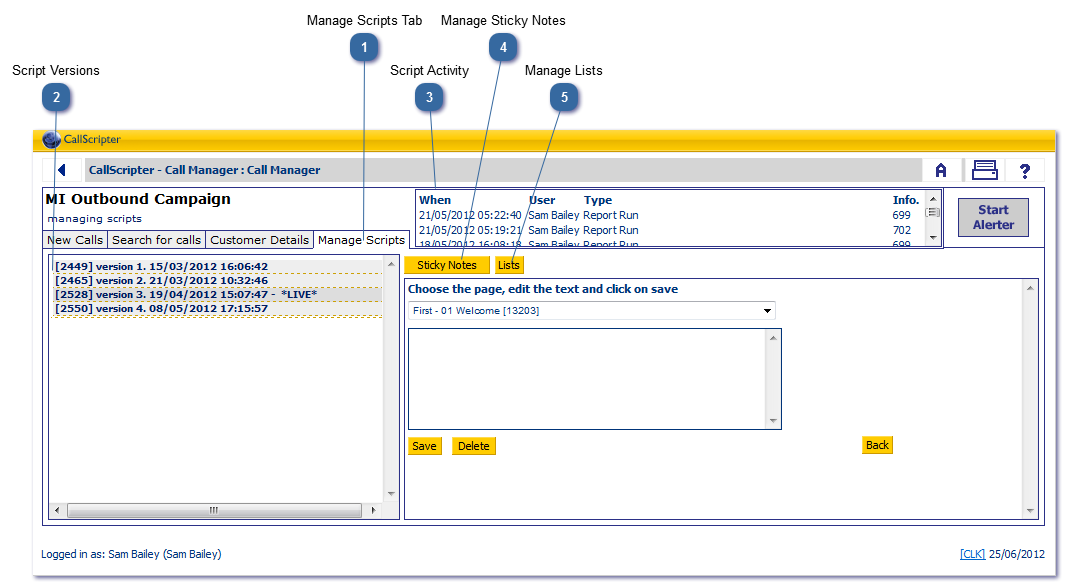 Tab: Manage Scripts